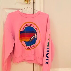 Aviator Nation Pink Sweatshirt with Multicolor Logo